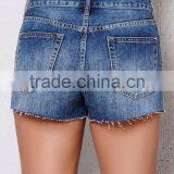 On-trend Blue Mid Rise Cutoff Denim Mountain Bike Sweat Shorts for Girls thumbnail-3