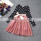Girls Bow Tie Dress Long Sleeve Winter Dress thumbnail-2