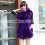 CN-R-10 Factory Wholesale Cheap Black Fur Collar Real Fox Fur Vest Women thumbnail-1
