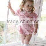 Infant Baby Girls Pink Bubble Flower Printed Cute Romper thumbnail-1