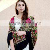 Vintage Ukrainian Shawl,Russian Shawl, Wool Shawl, Tablecloth, Floral Shawl , Floral Scarf, thumbnail-3