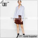2017 OEM Spring Light-reflecting Faux Leather Elastic Waist Skirt thumbnail-1