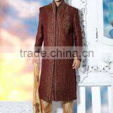 Maroon Banarasi Pure Handloom Sherwanis thumbnail-1