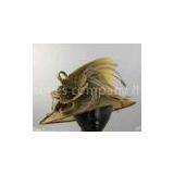100% Fashion Ladies Wool Felt Hats Crown With Sinamay Flower and Feathers for Carnival thumbnail-1