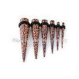 Brown Leopard Ear Stretchers Tapers Hot Transfer 0 Guage For Female