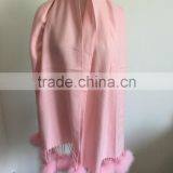 Baby Pink Cardigan Wholesale Pom Pom Tassel Fur Poncho Fur Cape 180cm*70cm thumbnail-5