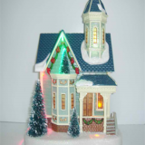 Christmas Decoration 10'' Plastic Church House With Led thumbnail-5