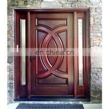 Mahogany Solid Wood Front Door Solid Wood Entry Door With Glass and 2 Sidelights Best Exterior Doors thumbnail-2