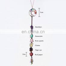 Natural Crystal Gemstone Car Accessories Amethyst Pendants Semi-Precious Crafts 7 Chakras Stones Healing Crystals Tree of Life thumbnail-3