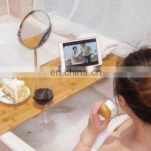Multi-Function Luxury Design Tablet PC Stand Extendable Natural Bamboo Bathtub Caddy Tray thumbnail-4