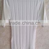 Simple Little Turtle Neck Knitting Wear Short-sleeve Vertical Stripe Pullover Lady Stretch White Top thumbnail-2