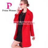 New Design Spring Women Medium Length Red Wool Coat thumbnail-4