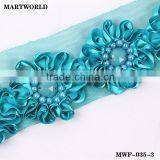 Blue Beads Ribbon Flower Trim and Flower(XL-066)