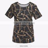 2015 Top Hot Latest Fashion Women Custom Digital Print Modern Ladies Balck Chain T-shirt thumbnail-3