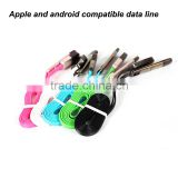 Fast speed Hot sale data line charging lines 2 in1 Micro USB Cable 1M Data Sync Charging Cable For iPhone