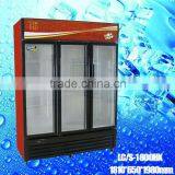 LC/S 1800HK three glass door open Refrigerator with Wheels Movable beverage instant freezer