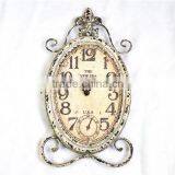 French Chic Shabby Vertical Iron Oval Wall Clock