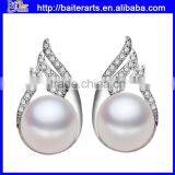 Custom Wholesale 12mm 925 Sterling Silver Freshwater Pearl Stud Earrings thumbnail-5