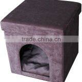 Colorful Square Corduroy Folding Stool for Pet House thumbnail-1