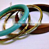Brass Metal & Wood Fashion Bangle Bracelet Set thumbnail-2