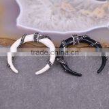 White / Black Resin Gem Pendant, Pave Crystal Twine Around Resin Horn Druzy Pendant thumbnail-1