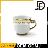 gold rim threaded embossed elegant natural blank bone china cups and saucers