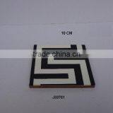 Black and White Bone Mosaic Pattern Coaster Available in Other Patterns and Colours thumbnail-1