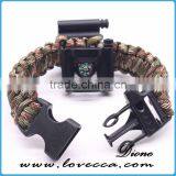 6 in 1 Bottle Opener+Whistle+Fireflint+Blade+Thermometer+Compass Buckle Outdoor Survival Paracord Bracelet thumbnail-3