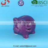 BSCI Audit Factory Simple Fashion Design Ceramic Glazed Pig Shape Coin Bank, Money Box thumbnail-2