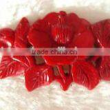 Wholesale 30-40mm Red Flower & Leaf Shape Design Natural Coral Pendant thumbnail-1