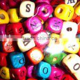 10*10mm Square Letter Wooden Bead With Natural Color thumbnail-1