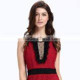 New 2017 Design Long Red Stitching Fashion Lady Dress thumbnail-2