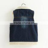 Export Warm Berber Fleece Lining Jeans Vest Jacket for Children thumbnail-2