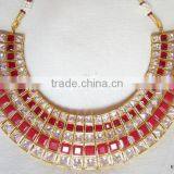 Crystal Ruby Bollywood Necklace Jhumka EARRING Set thumbnail-3