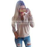 Casual Ladies V Neck Long Sleeve Hoodie Women Winter Jumper Pullover Tops thumbnail-3