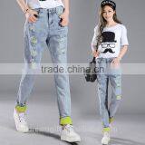 2016 New Fashion Brand Blue Jeans Women Slim Jeans Female Comfortable Stretch Pencil Pants Hole Beggar Women thumbnail-5