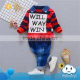 AS-409B 2017 Children's Clothing Long Sleeve t Shirt+denim Pants Organic Cotton Baby Clothing in India