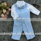 Cute Baby Boy Suit 3pcs Linen Ring Bearer Wear Shirts+Pants+Waistcoat thumbnail-5