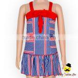 Fashion Children Summer Pink Waterproof Strap Striped H Design Bow Young Girl Swimwear Beach Top Clothes thumbnail-3