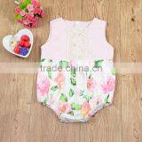 S33496W Summer Floral Print Baby Girls Clothes Flower Retro Infant Jumpsuit Romper thumbnail-1