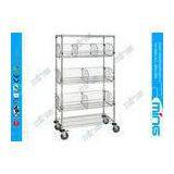 Powder Coated Mobile Wire Basket Shelving / Adjustable Wire Shelves for Warehouse