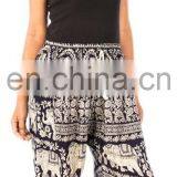 Elephant Paisley - Aladdin Drawstring Trousers Hippie Festival Boho Trouser Pants thumbnail-4