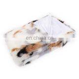 Recyclable Manufacturers Colorful Square Jacquard Plush Soft Warm Luxury Long Faux Fur Throw Blanket for Winter thumbnail-3