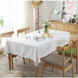 100% Cotton White Table Cloth With Colourful Pom Pom thumbnail-3