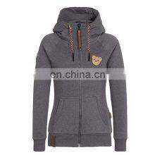 Wholesale Custom Brand Ladies Plus Size Casual Top Crop Hooded Slim Cardigan Jacket DIY Guillotine Bear thumbnail-5