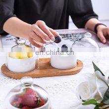 Wholesale Round Dessert Server Cake Pudding Bowl With Wooden Tray Cake Plate Serving Tray Dome thumbnail-2