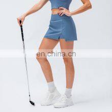 New Rib Two Piece Anti-Glare High Waist Sports Women Fitness Golf Tennis Skirts With Pockets thumbnail-2