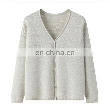 Lady's Eco-friendly V Neck Knitted Oversized 100% Cashmere Cardigan Button Front Back Logo Solid Pattern Casual Autumn Style thumbnail-4