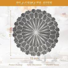 Metallic Placemats Set of 6 Gold Leaf Round Placemats Non-Slip Wipeable Table Mats for Dinner,Party,Wedding Accent Centerpiece thumbnail-3