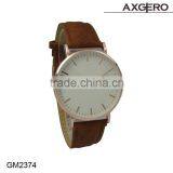 2016 Fashion Stainless Steel Back Water Resistant Leather Wrist Watch thumbnail-2